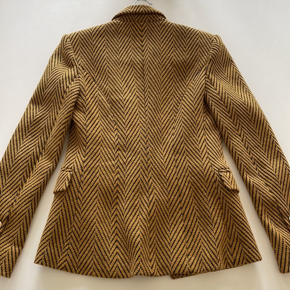 L’Agence Chevron Tweed Double Breasted Blazer with Gold Buttons - Picture 3 of 8